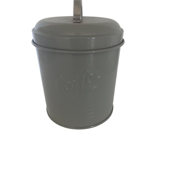 Gray Metal Coffee Storage Canister With Lid & Handle - Picture 3 of 8